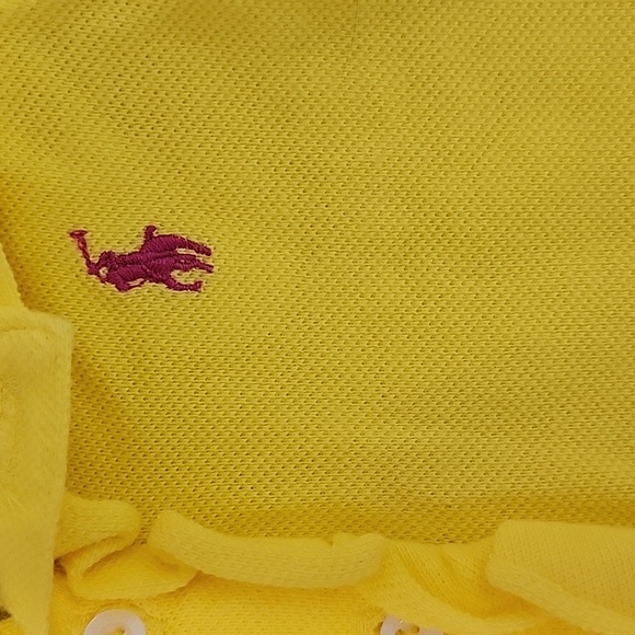 Ralph Lauren Bright Yellow Baby Ruffle Front Bodysuit Sz 6 Months - Picture 2 of 4